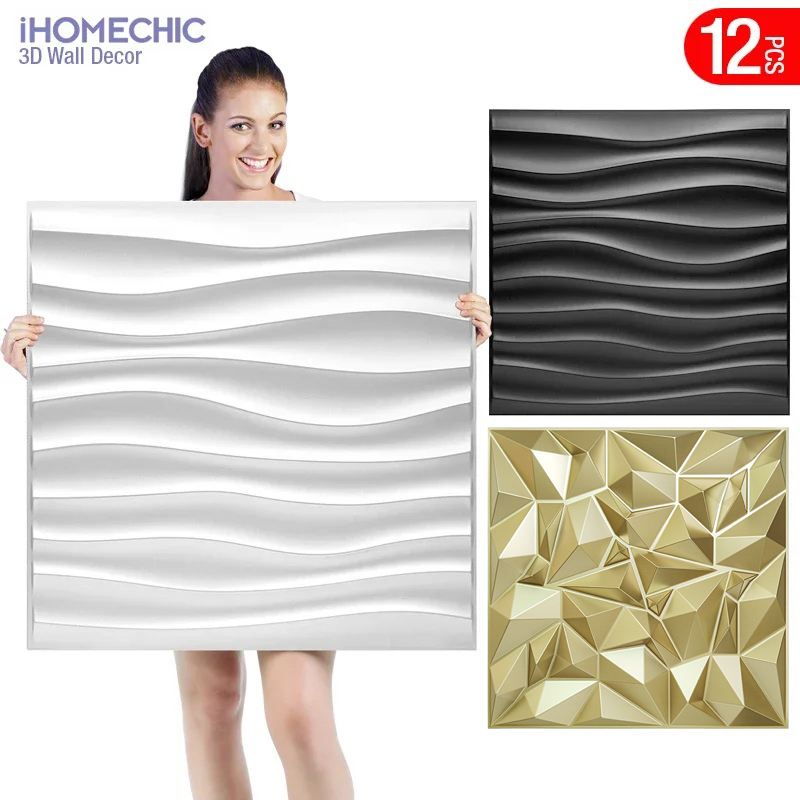Pvc Panel Background - 12 stks 50x50 cm Champagne goud