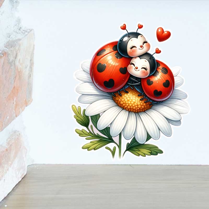 Pvc Panel Background - Leuke Lieveheersbeestje Muurstickers Woonkamer Bank Achtergrond