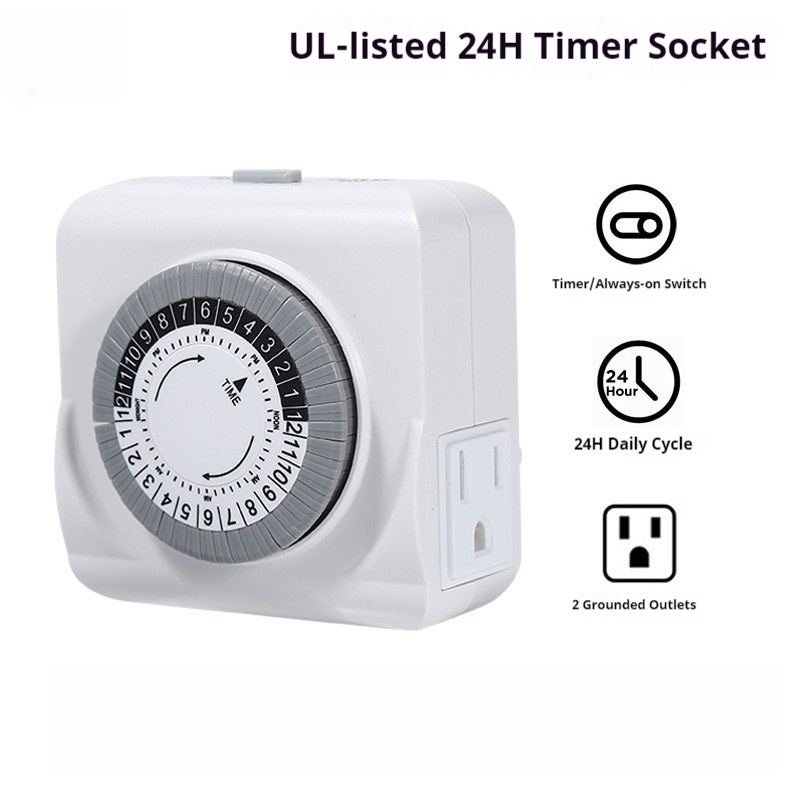 Timer Dual Outlet - US SPEC/PLUG Standaardcertificering Mechanische twee-pins timer-aansluiting