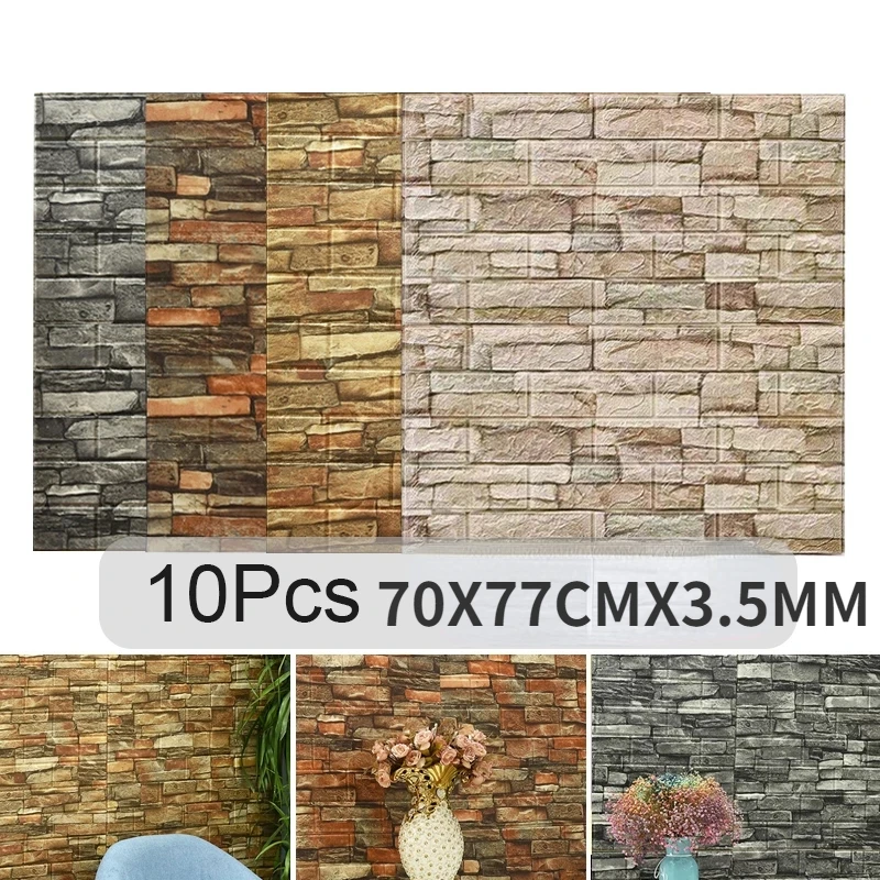 Pvc Panel Background - 10 Stuks Zelfklevende 3d Bakstenen Muur