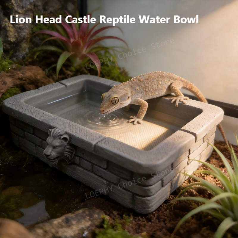 Water Dish Reptile - Kasteel Reptiel Waterbak Leeuwenkop 3D Geprint