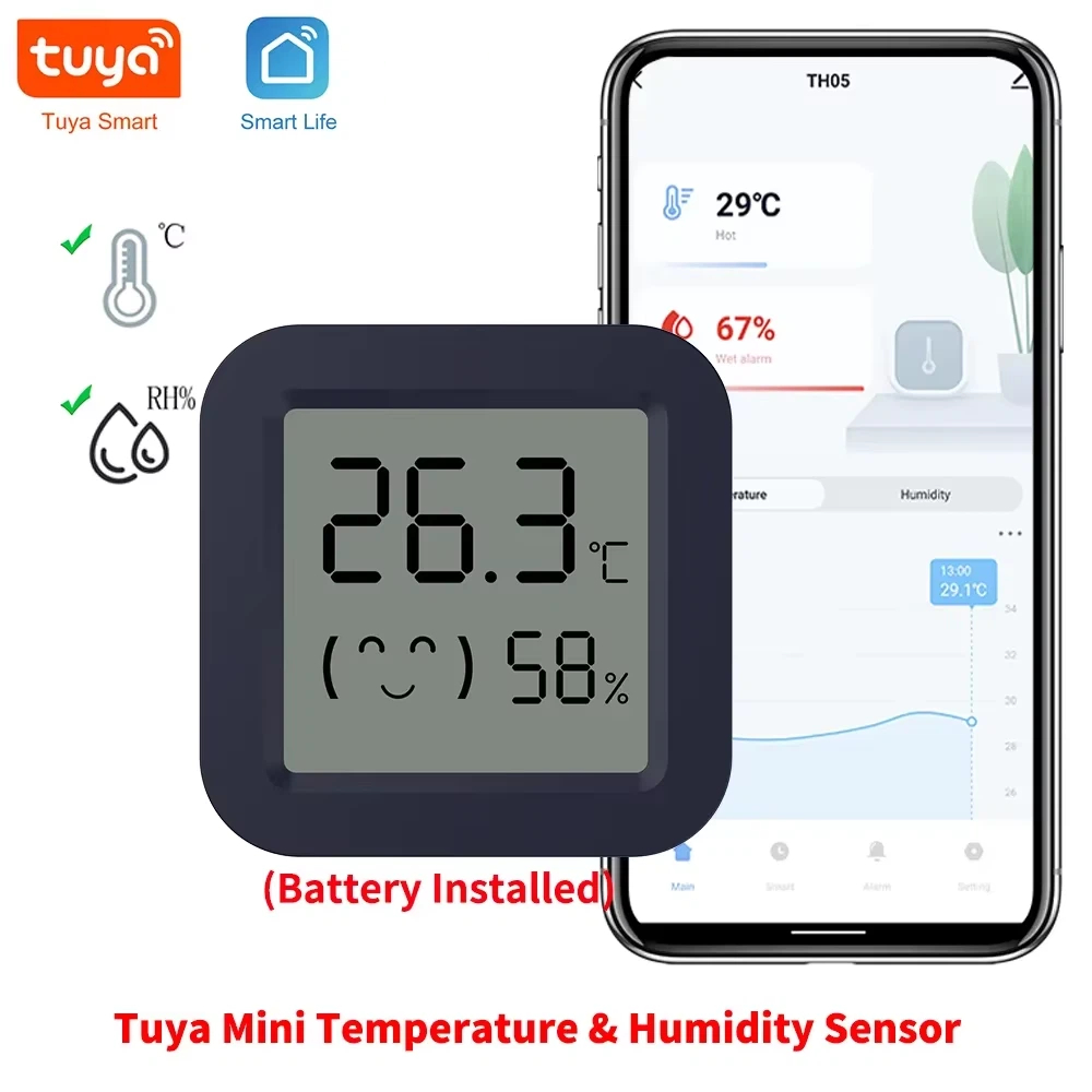 Digital Hygrometer Probe - BT Temperatuur-vochtigheidssensor Mini LCD-scherm Smart Tuya