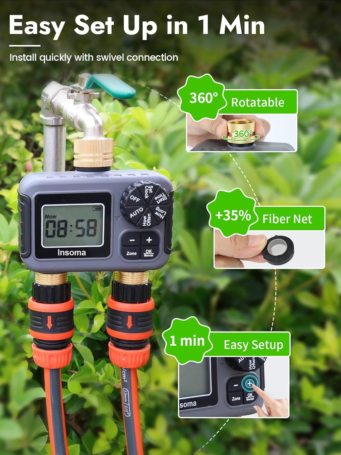 Insoma Slim Irrigatie Bewateri - Timer Dual Outlet recensie en prijs