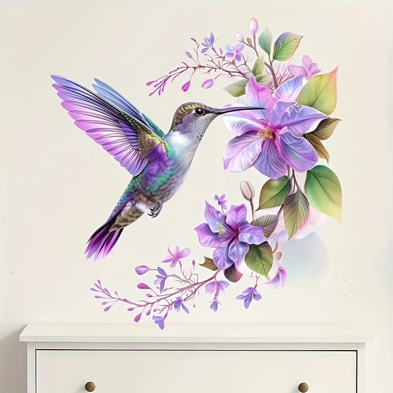 1 paarse bloem- en kolibrie-st - Pvc Panel Background recensie en prijs